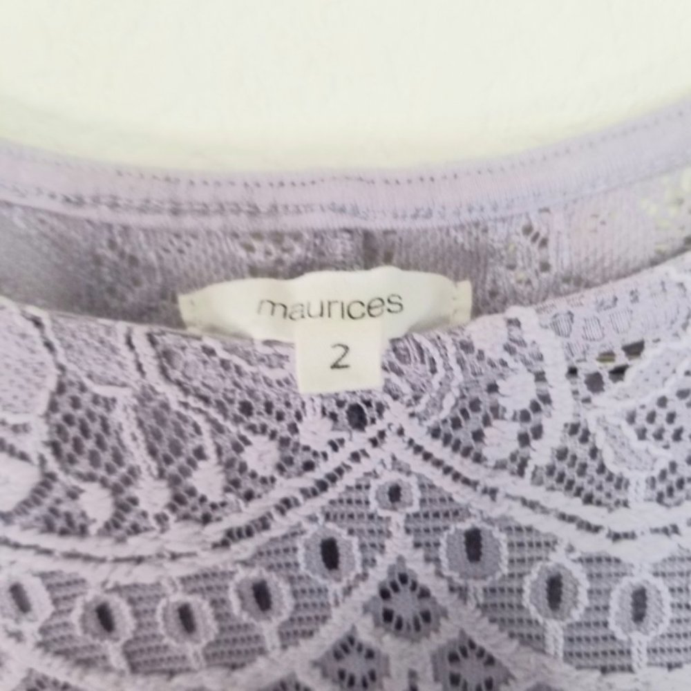 Maurices Purple Lace Short Sleeve Top - Picture 2 of 4